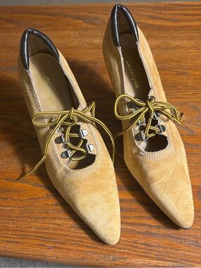 Classique Stilettos With Work Boot Front. Suede upper. Rubber sole Size 7.5